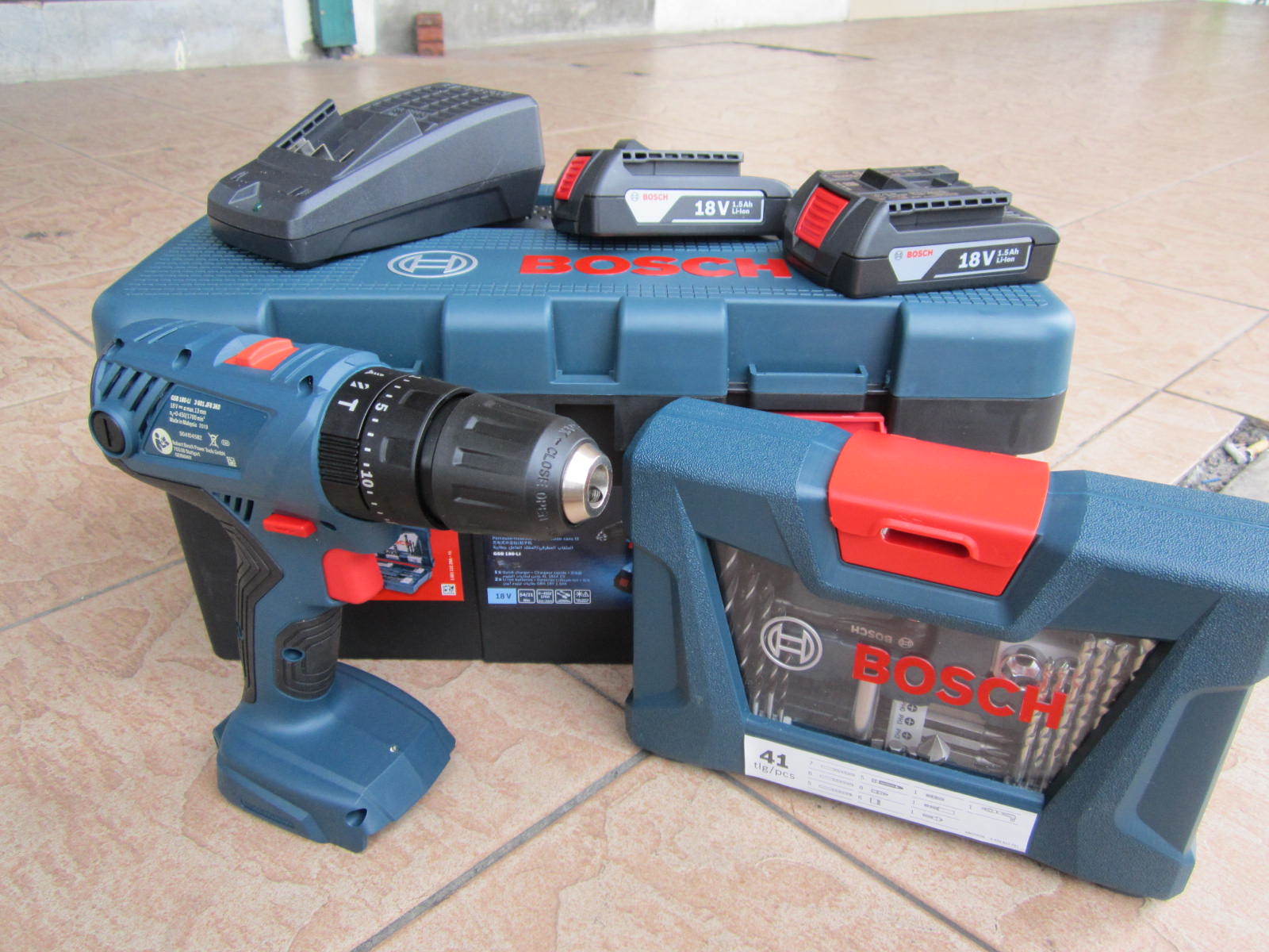 Bosch GSB 18V Cordless Impact Drill + Tools Box Set MY Power Tools