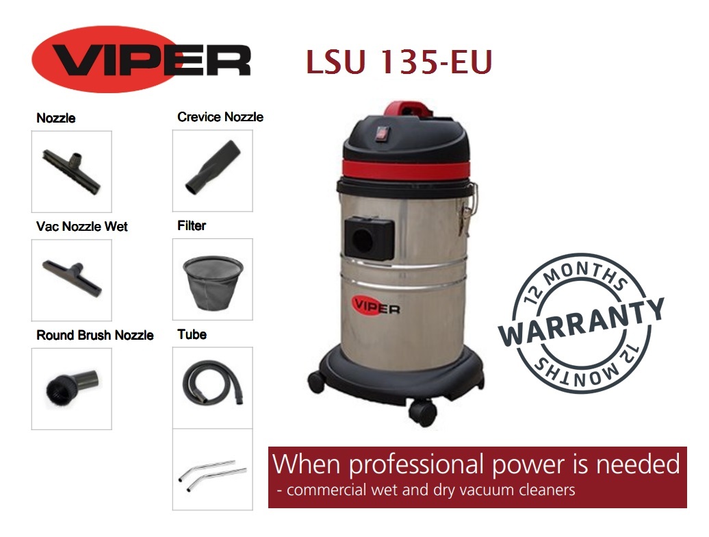 Viper LSU 135EU Robust Commercial Wet & Dry Vacuum Cleaner MY Power