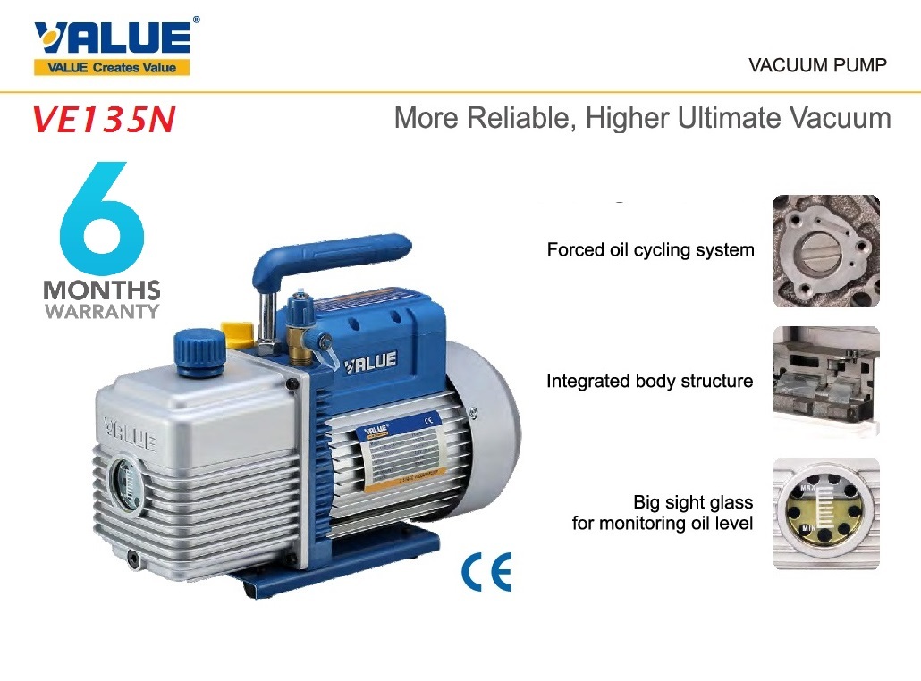 Value VE135N 1/3HP Portable Single Stage Vacuum Pump MY Power Tools