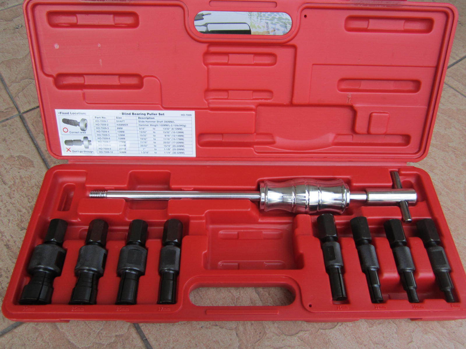 Professional 9pcs Blind Hole Slide Hammer Bearing Puller Set MY Power