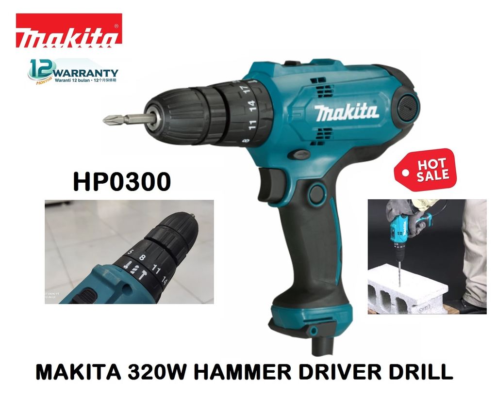 Makita 320W (3/8") 10mm Compact Hammer Driver Drill – MY Power Tools