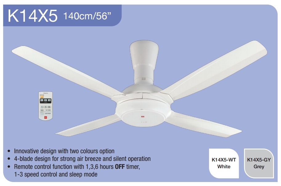 Kdk 56 Ceiling Fan With Remote Control Grey Color My Power Tools