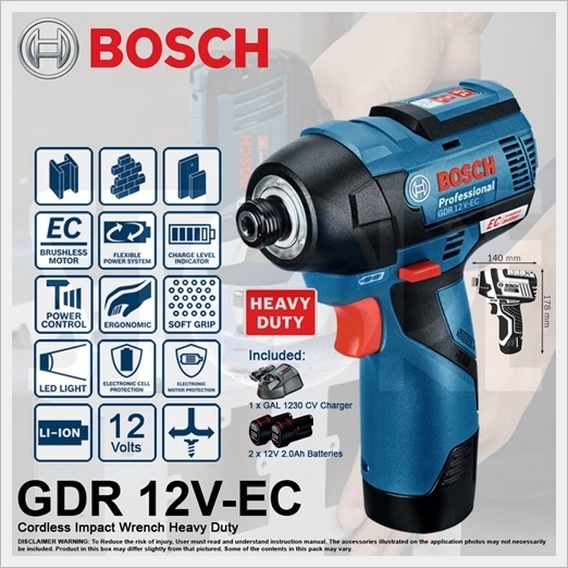 Bosch GDR 12V-EC Brushless Cordless Hex Impact Driver – MY Power Tools