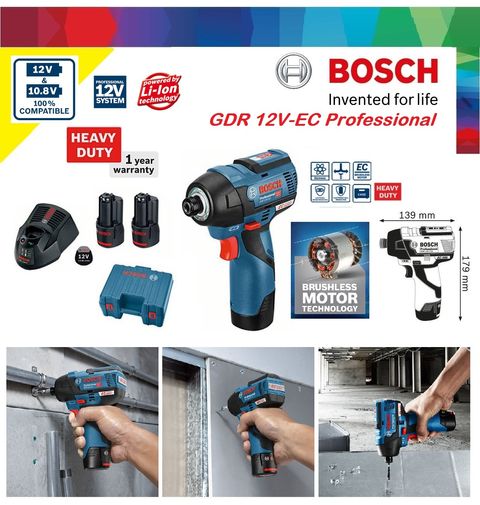 Bosch GDR 12V EC-Motor 110Nm Cordless Hex Impact Driver – MY Power Tools