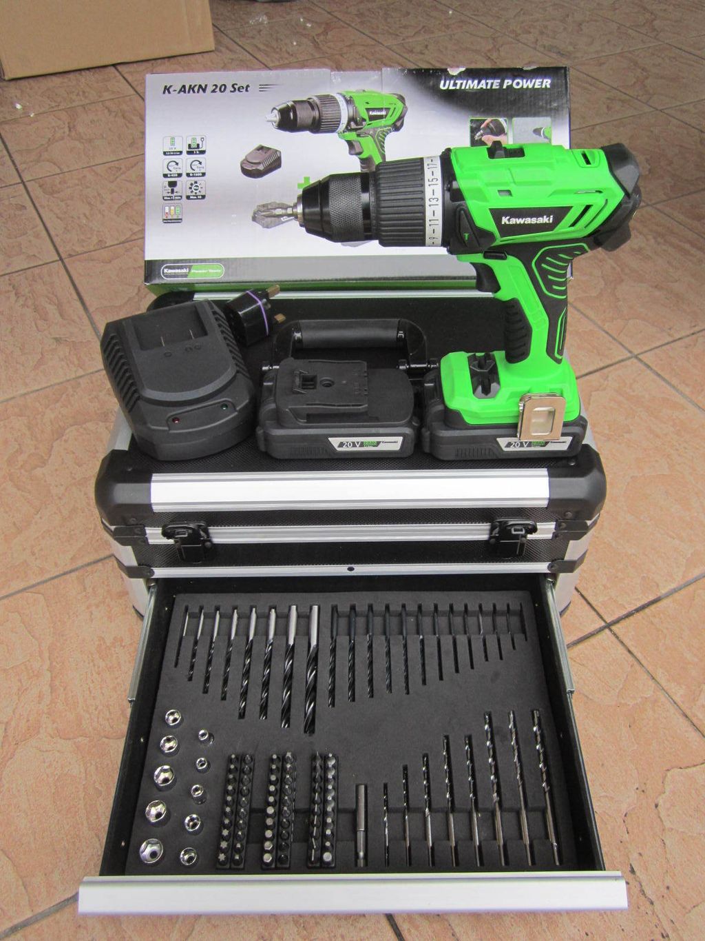 Kawasaki 20V Li-ion Brushless Hammer Drill and Accessories Toolbox Kit – MY  Power Tools