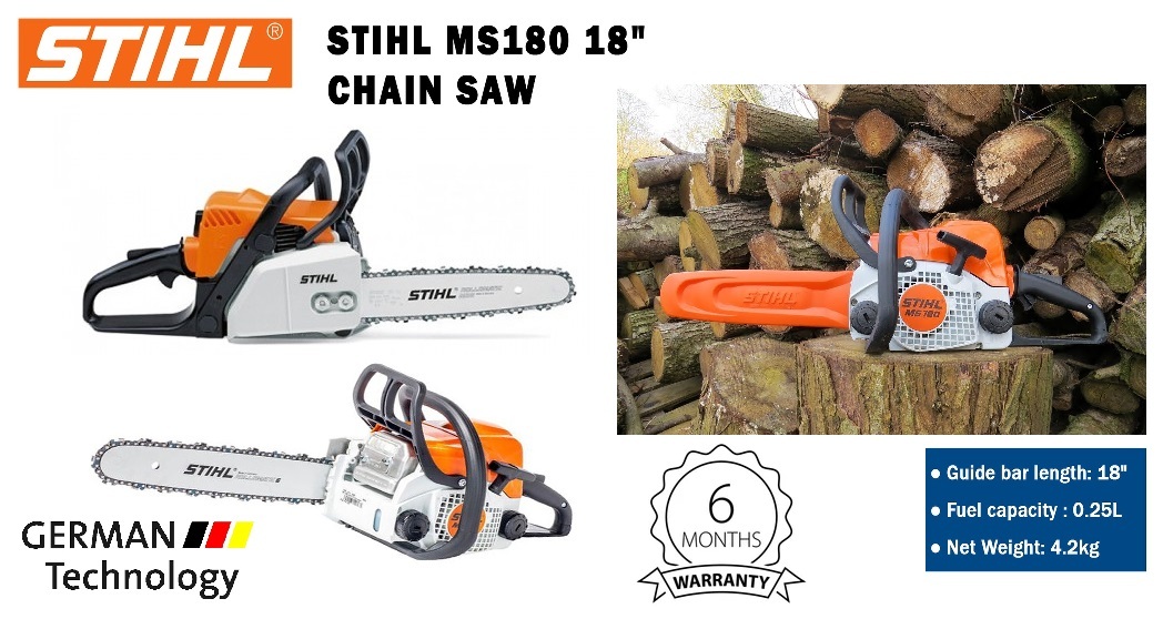 Chainsaw Stihl Ms-180 Light Weight Petrol Chainsaw, 18 Inch