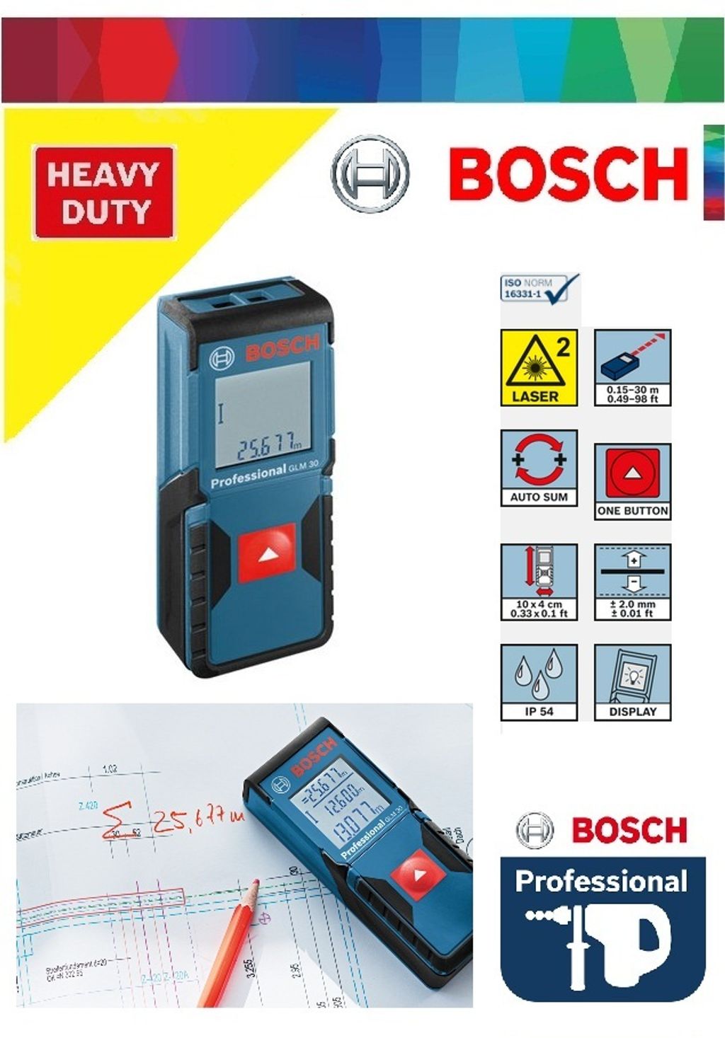 Bosch GLM 30 Meter Laser Distance Measure – MY Power Tools
