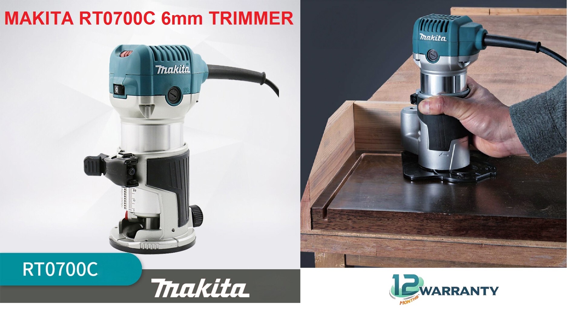 Makita RT 710W 6mm (1/4") / 8mm (3/8") Trimmer – MY Power Tools
