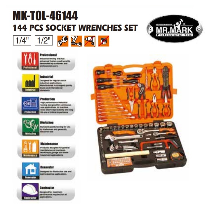 Mr. Mark 144pcs Socket Wrenches Tool Box Set – MY Power Tools