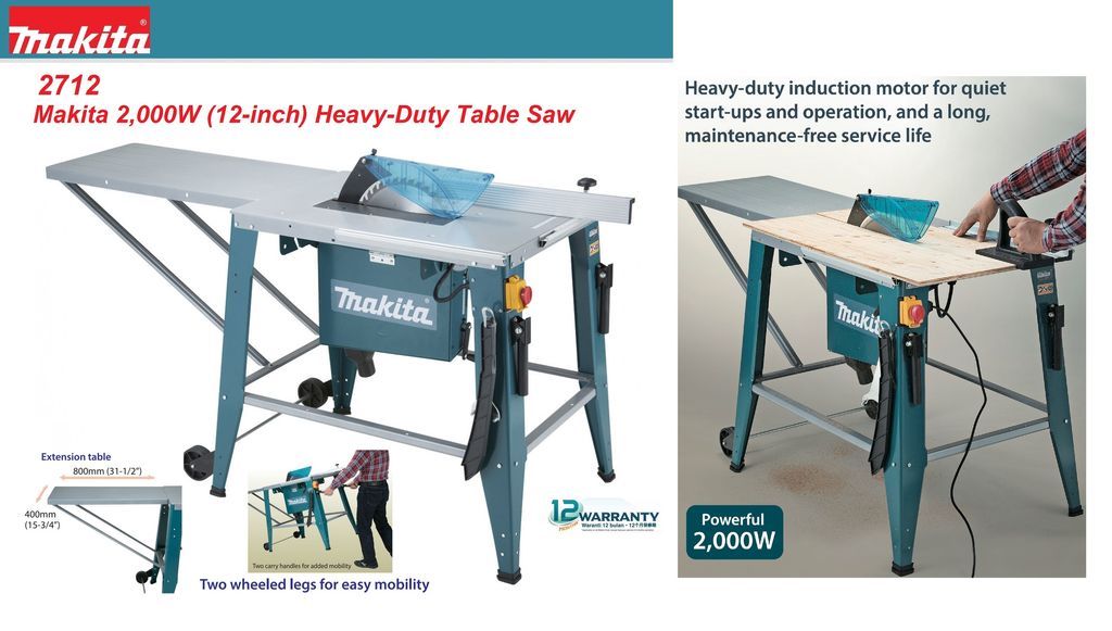 Makita 2,000W (12-inch) 315mm Induction Motor Table Saw – MY Power Tools