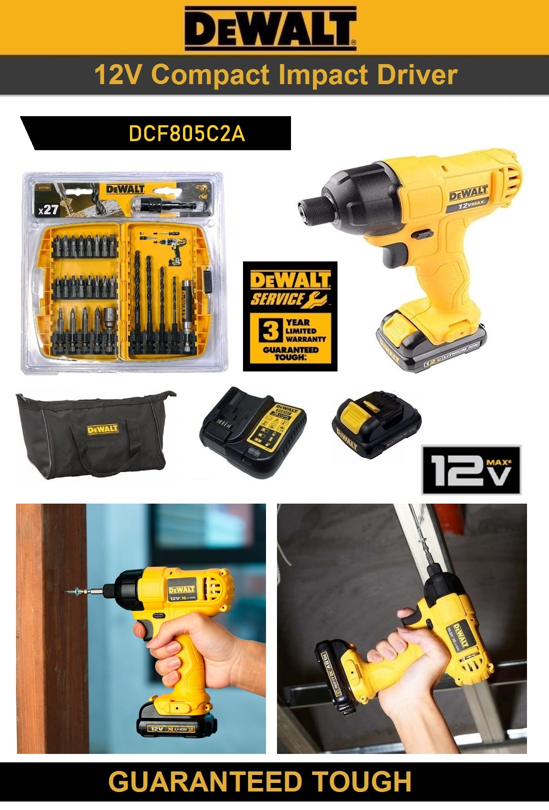 DeWalt 12V Max Cordless 1 4 inch Impact Driver with 27x