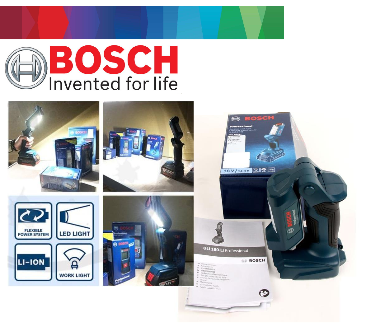 Bosch 18V Combo Cordless Rotary Hammer & Vacuum Cleaner & LED WorkLight