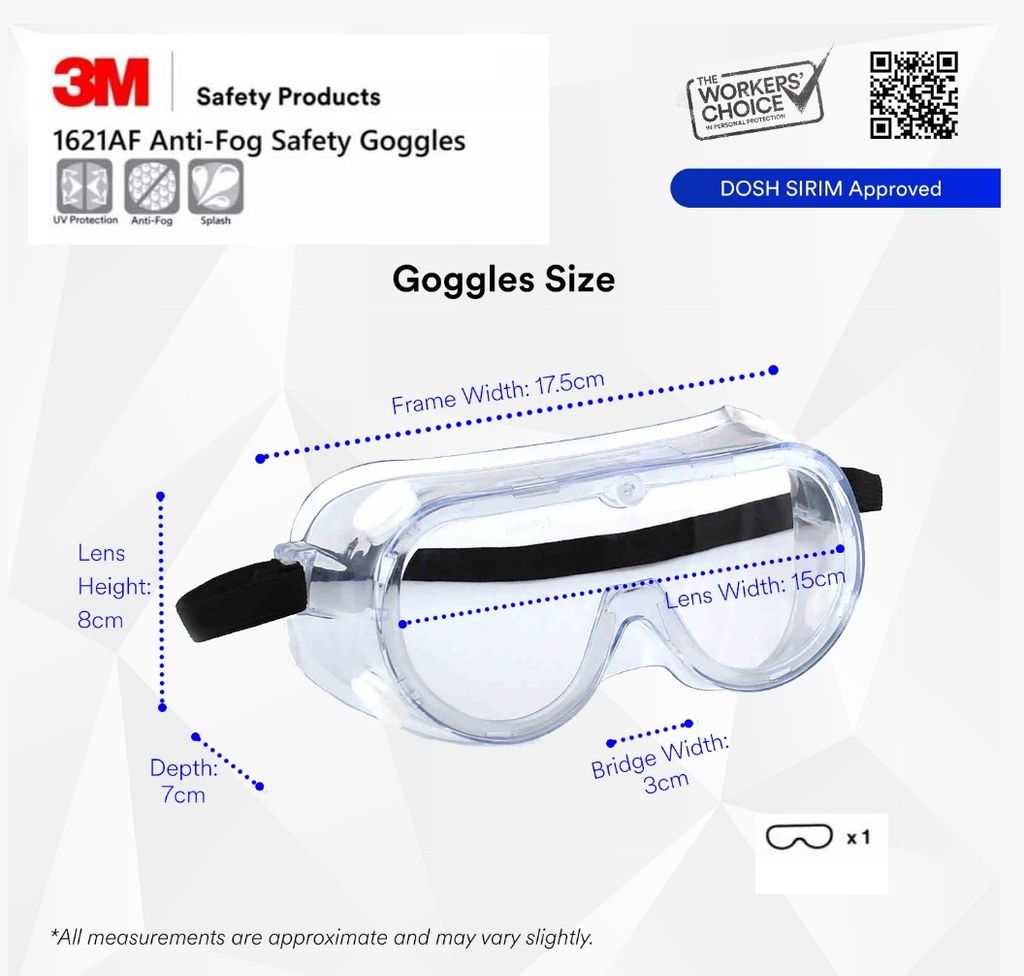 3M Anti-Fog Safety Goggles Polycarbonate Lens – MY Power Tools
