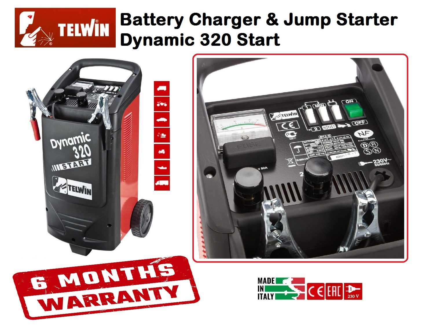 TELWIN DYNAMIC 320 START Mobile Battery Charger with Start Booster