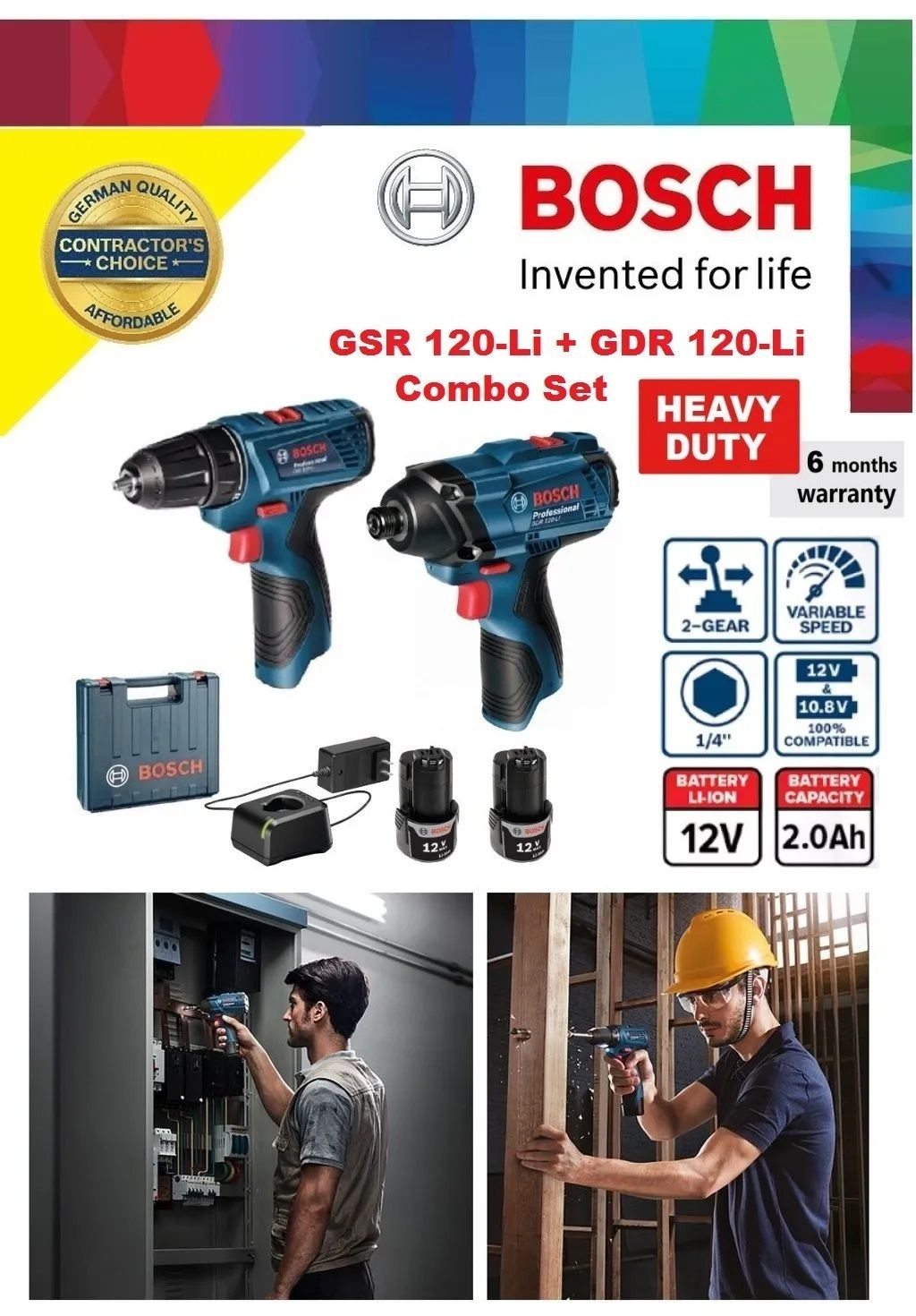 Bosch Combo GDR + GSR 12V-Li Cordless Hex Impact Driver / Drill – MY Power  Tools
