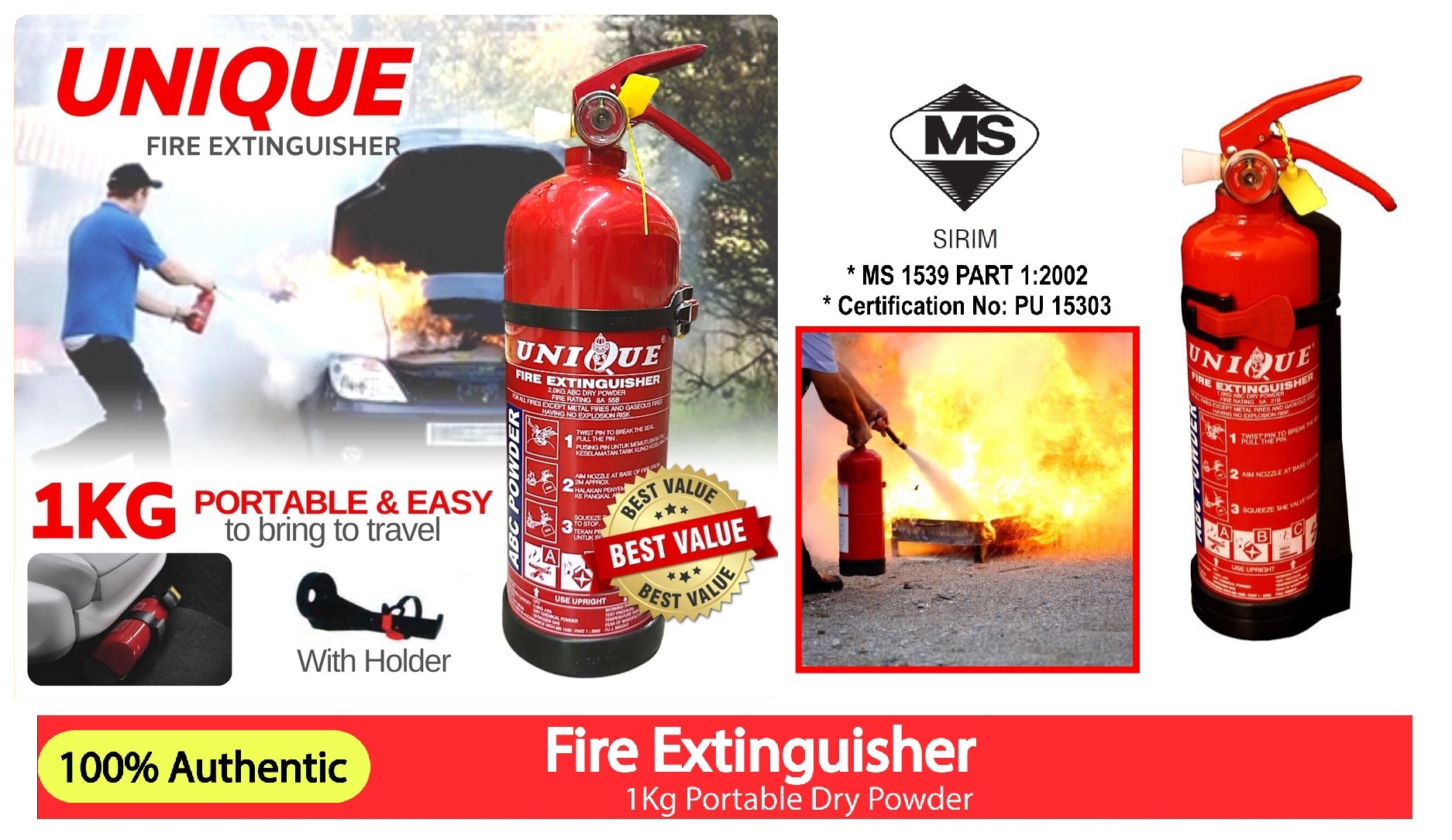 1 kg Dry Powder Fire Extinguisher – UniqueFire Holdings