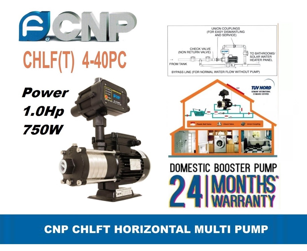 CNP CHLF(T) 4-40 (1.0Hp) Horizontal Multi-Stage Water Booster Pump 