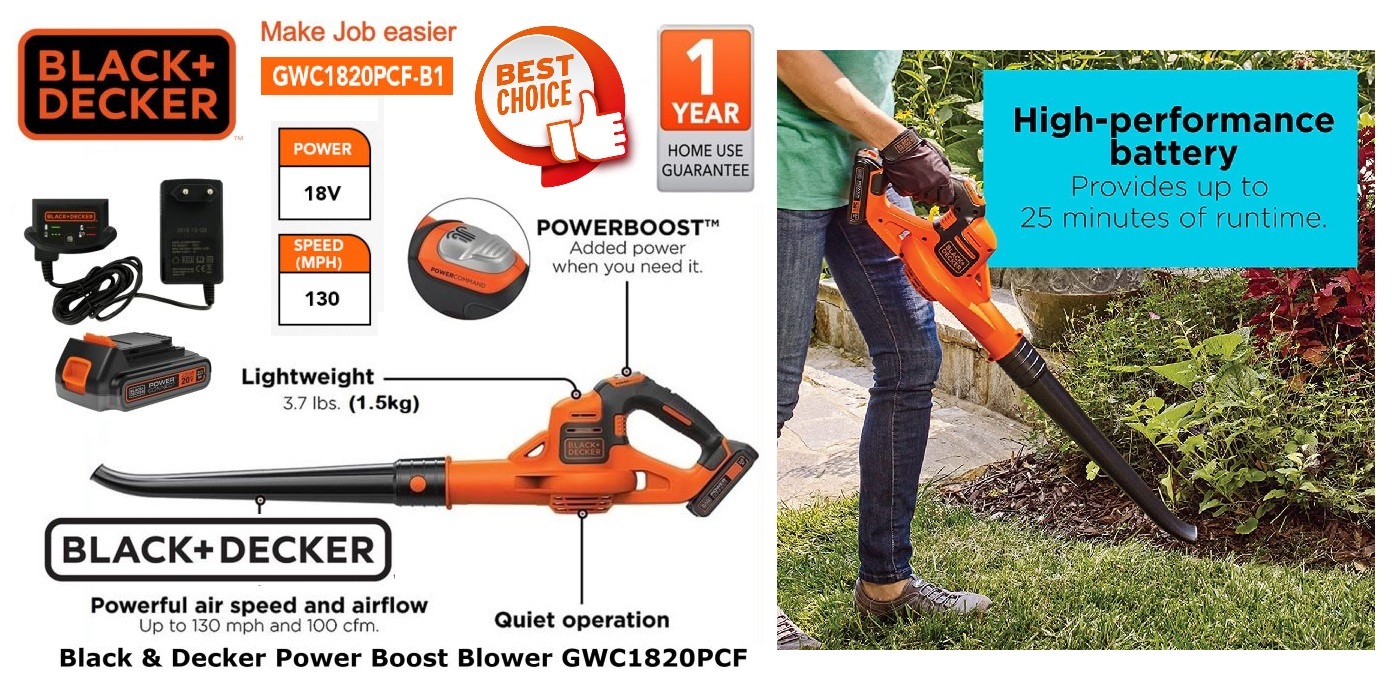 Black & Decker GWC1820PCF (18V) Li-ion Cordless Leaf Blower – MY