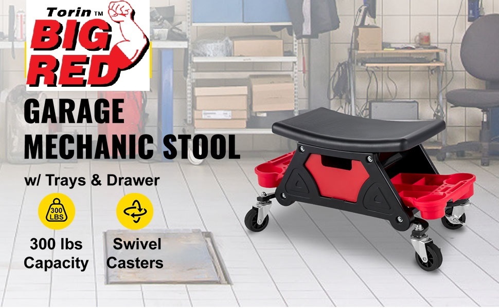 Torin BigRed TRH6800 Car Detailing Mechanics Rolling Stool Seat