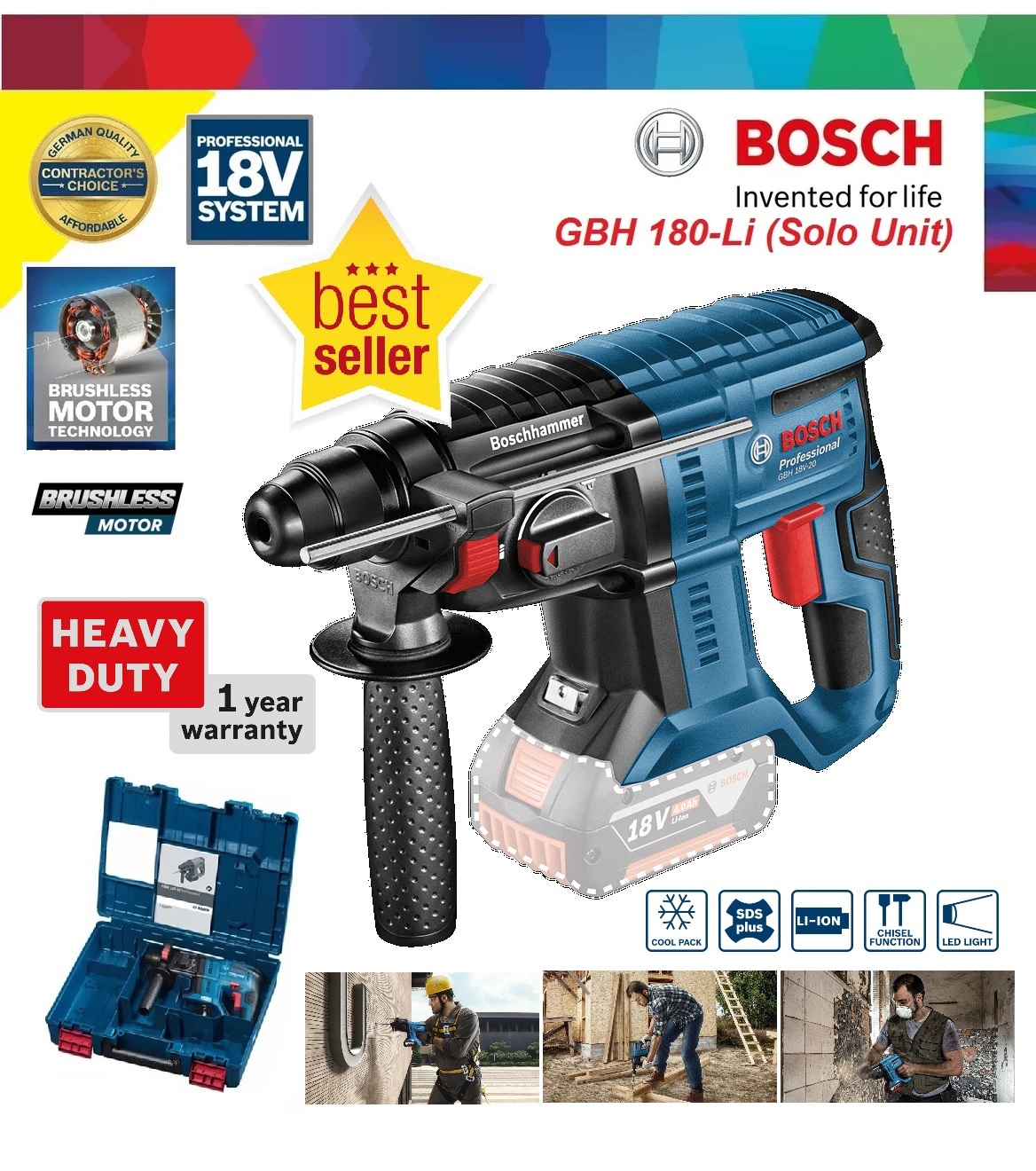 GBH 18V-EC Cordless Rotary Hammer with SDS plus