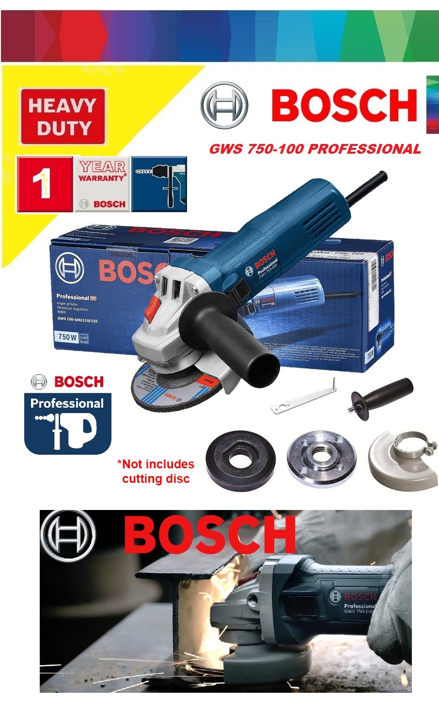 Bosch GWS 750100 (4") Angle Grinder MY Power Tools