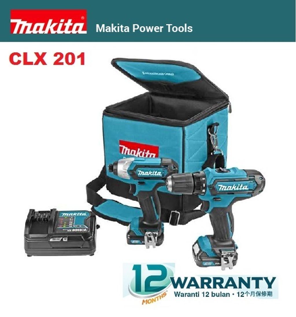 Makita CLX201 12V Cordless Drill Driver / Impact Driver Combo Set – MY  Power Tools