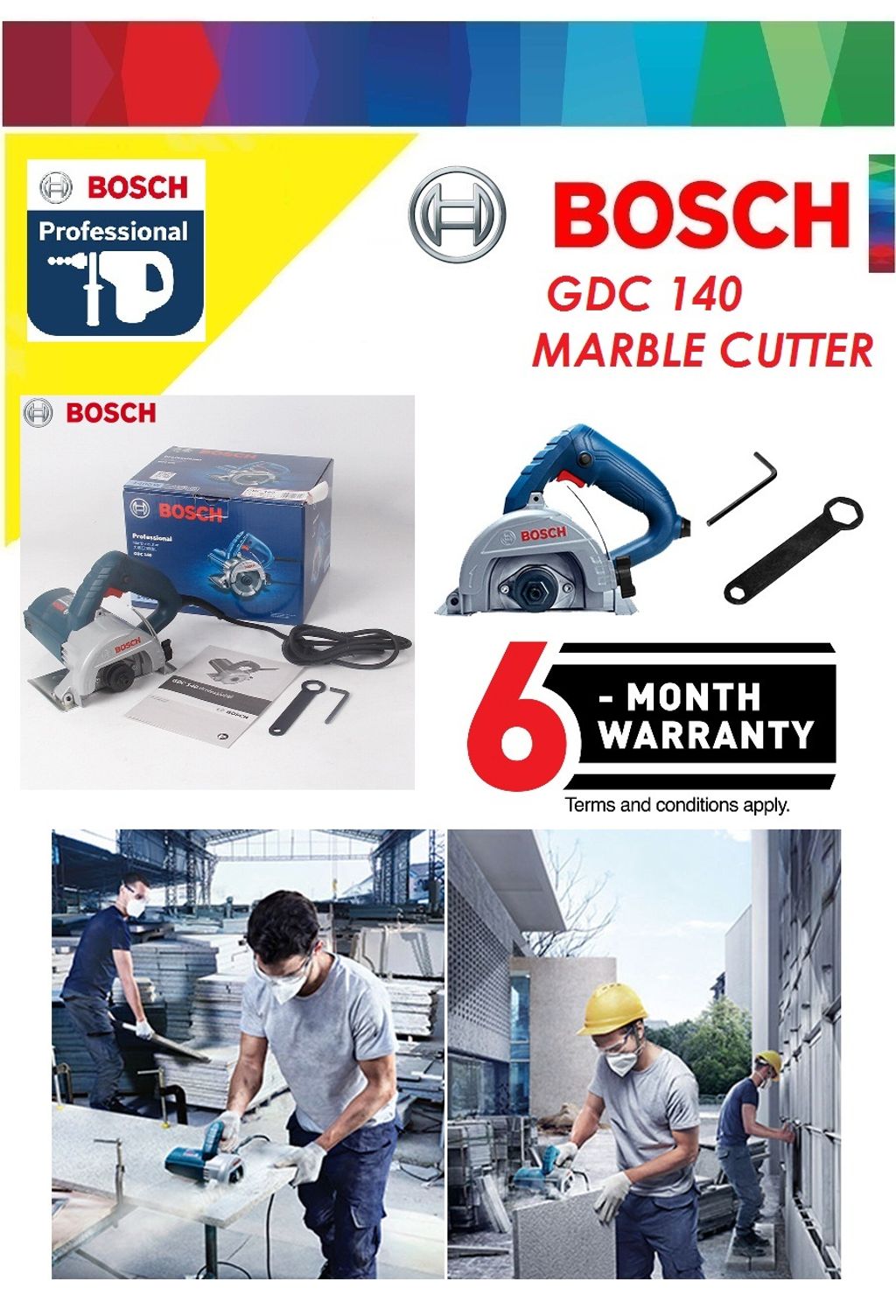 Bosch Professional GDC140 Hand-held Circular Saw Marble Cutting Machine  1400 Watt Hand Saw