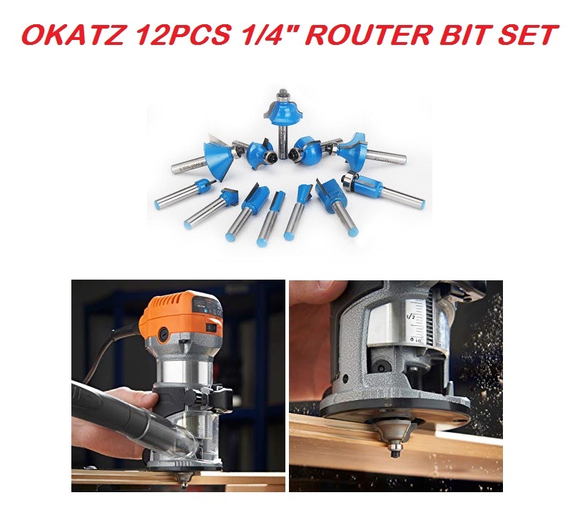 Okatz 12pcs 6.35mm Industrial TCT Router Bit Set MY Okatz 12pcs 6.35mm Industrial TCT Router Bit Set MY
