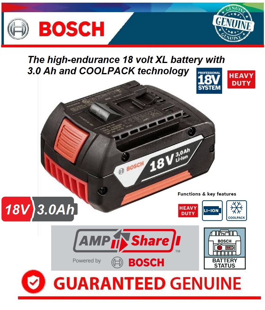 Bosch GBA 18V 3.0Ah M-C Lithium-ion Battery Pack (54 Wh Bosch GBA 18V 3.0Ah M-C Lithium-ion Battery Pack (54 Wh