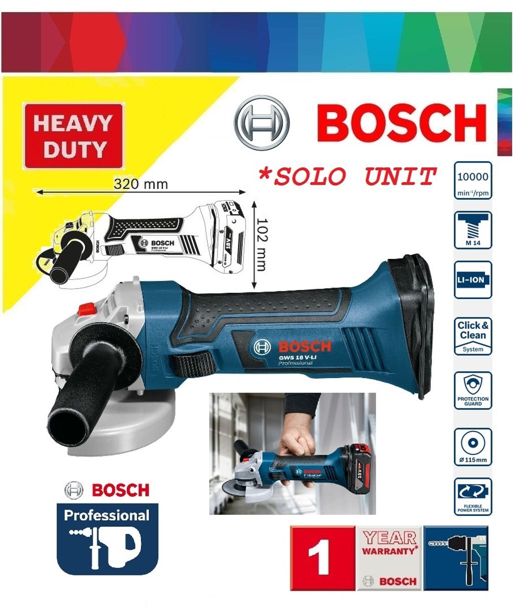 Bosch GWS 18V-Li 100mm (4") Cordless Angle Grinder (Solo Unit) – MY Power  Tools