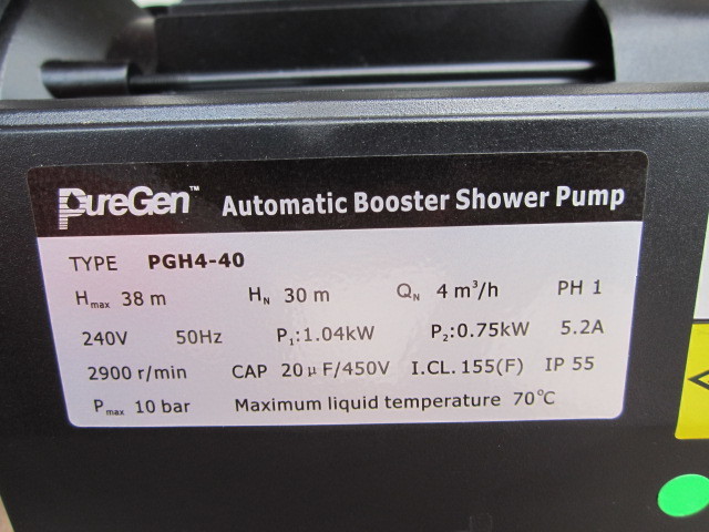 Puregen Pgh240 0 75hp Auto Stainless Steel Water Booster