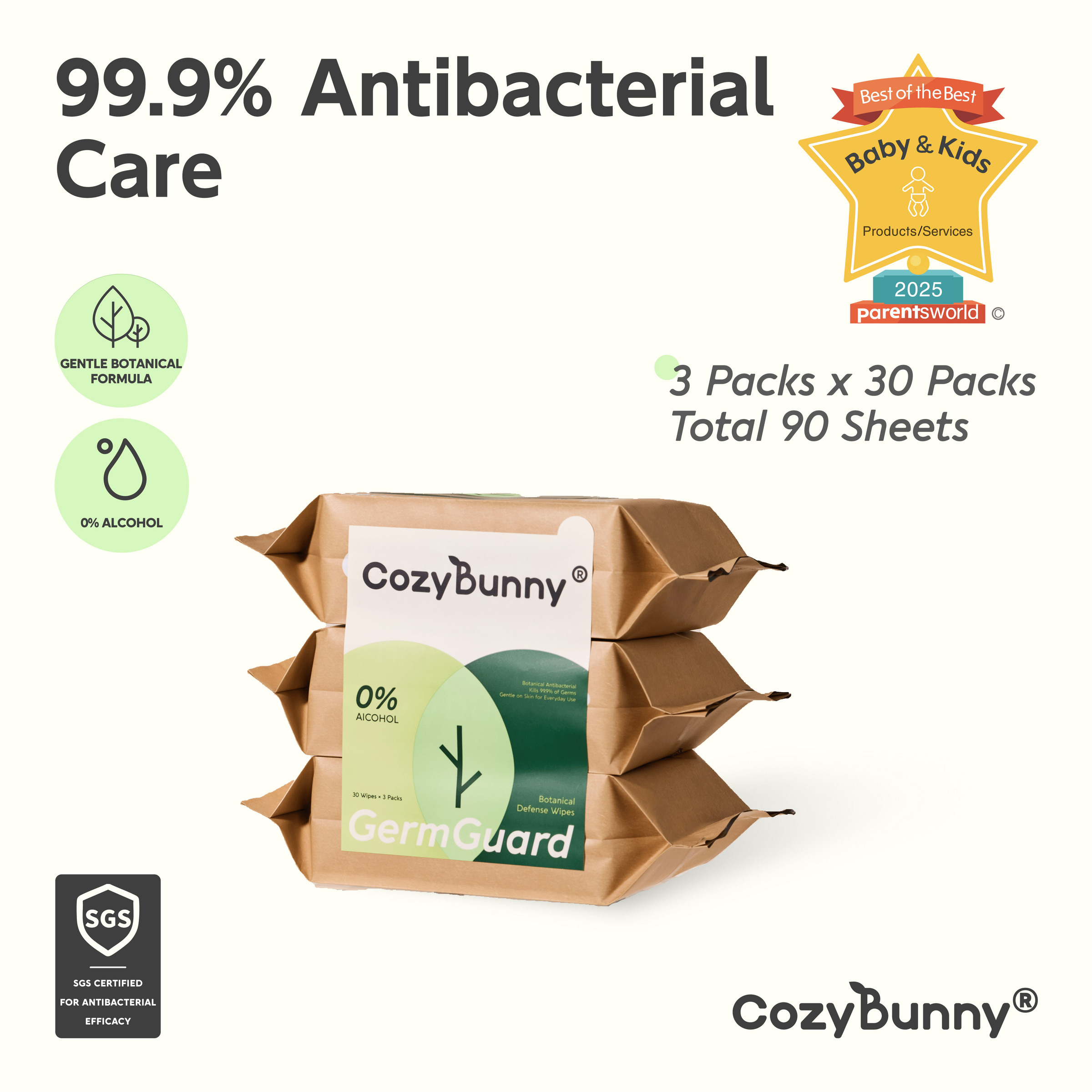CozyBunny Germ Guard Wipes 3 x 30s Icon