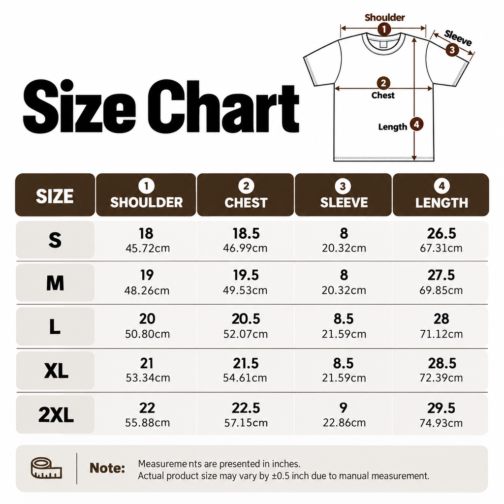 Minimal T-Shirt Size Chart Infographic