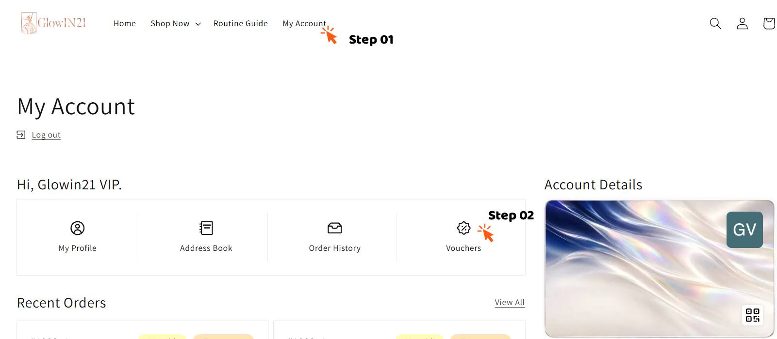 My Account, then Vouchers