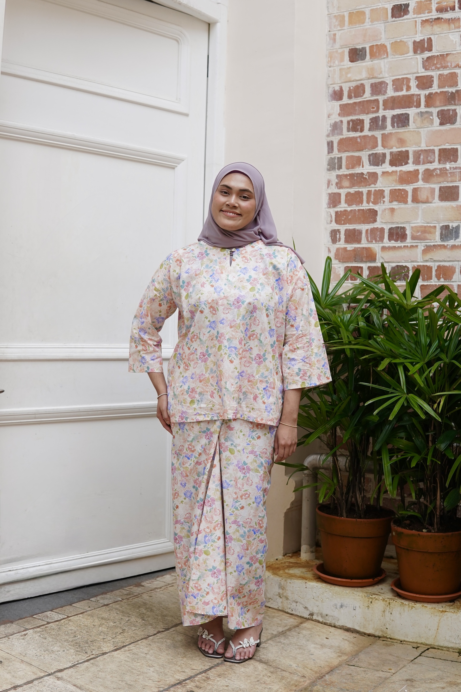 100% Cotton Kurung Kedah in Cammelia