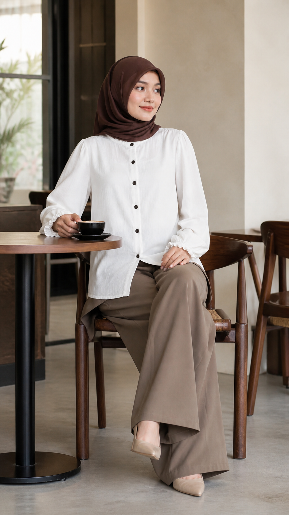 Safa Ruffle-Neck Blouse styling 1