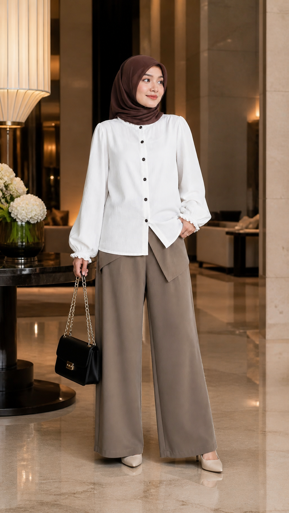Safa Ruffle-Neck Blouse styling 2