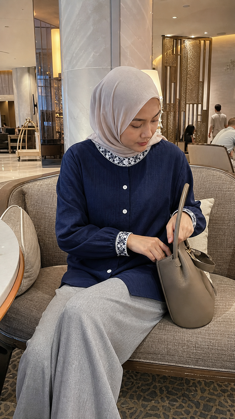 Noor Embroidered-Cuff Blouse styling 1