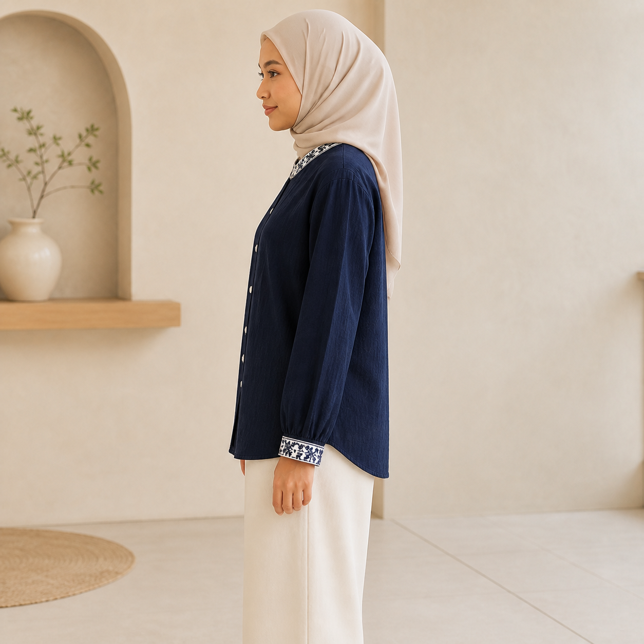 Noor Embroidered-Cuff Blouse side view