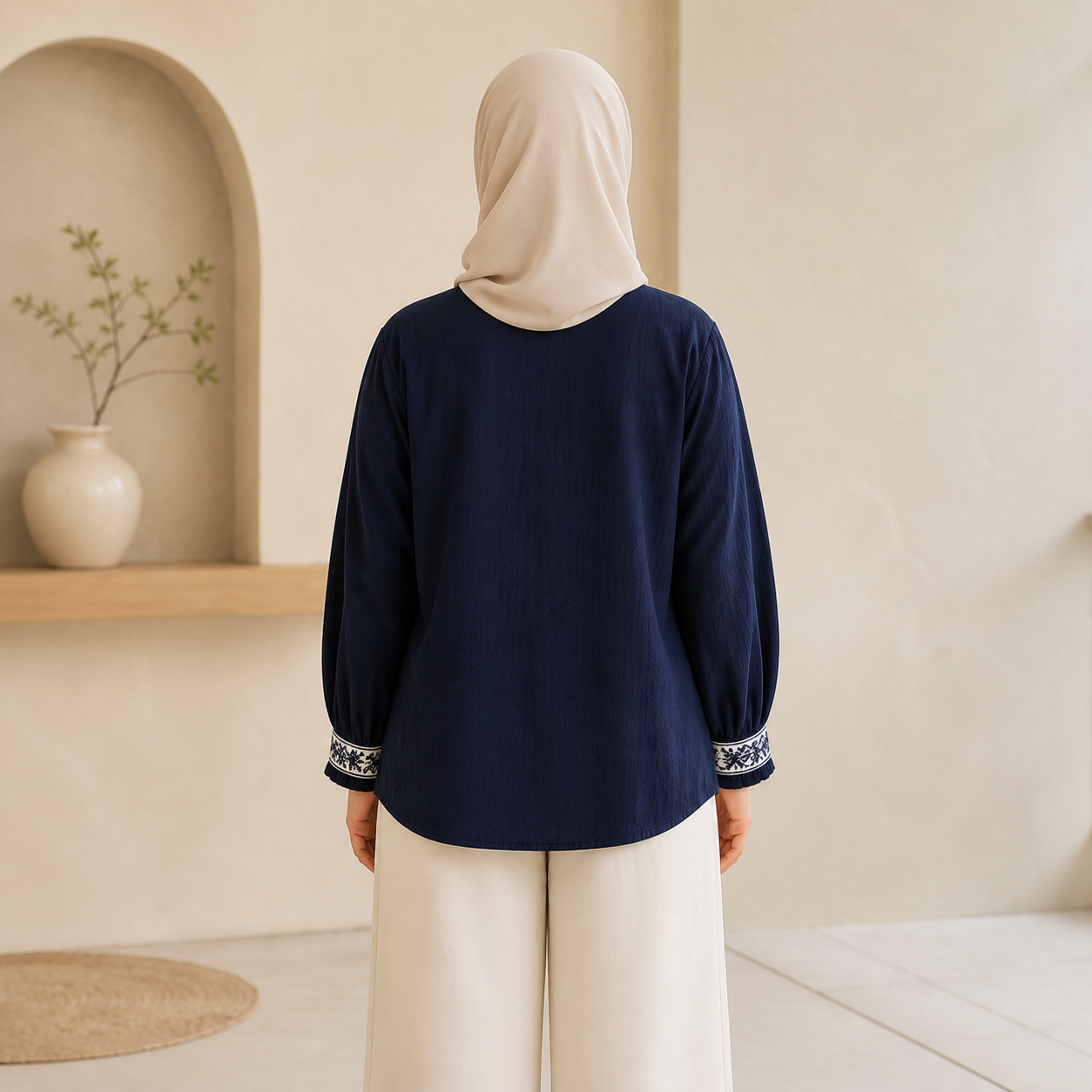 Noor Embroidered-Cuff Blouse back view
