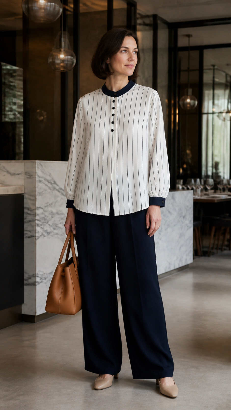 Maya Contrast Stripe Blouse styling 4