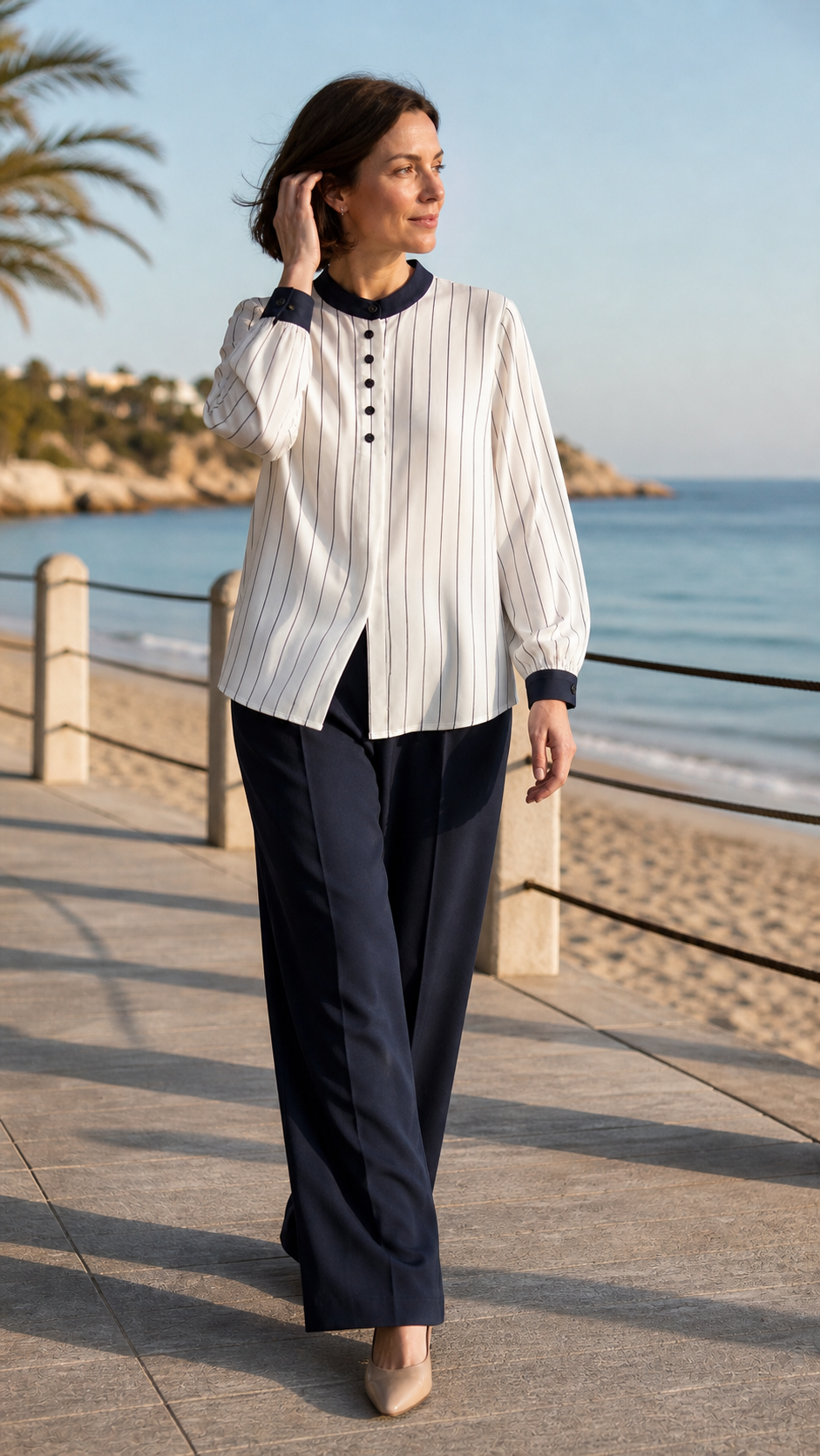 Maya Contrast Stripe Blouse styling 3