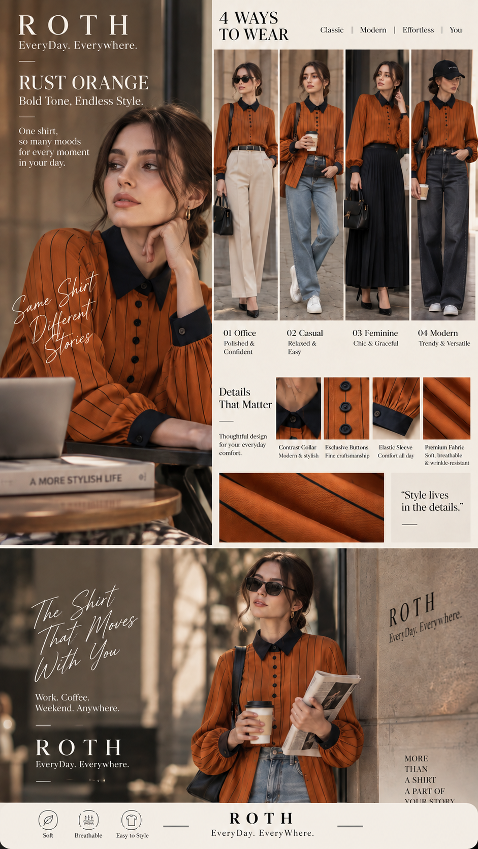 Maya Contrast Stripe Blouse English styling guide