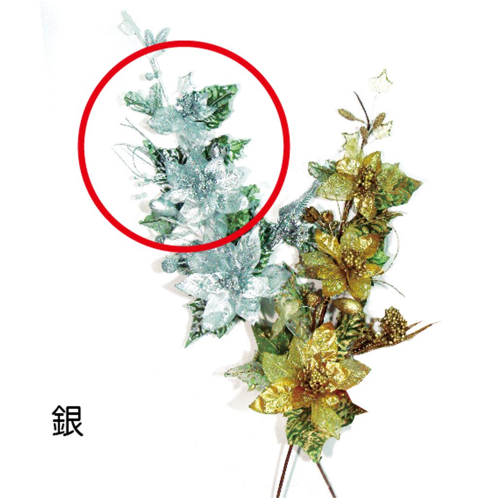 0403三朵聖誕古典花飾-銀