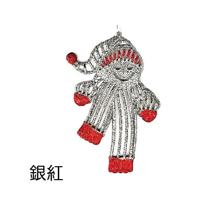 0338B雪人吊飾-銀紅
