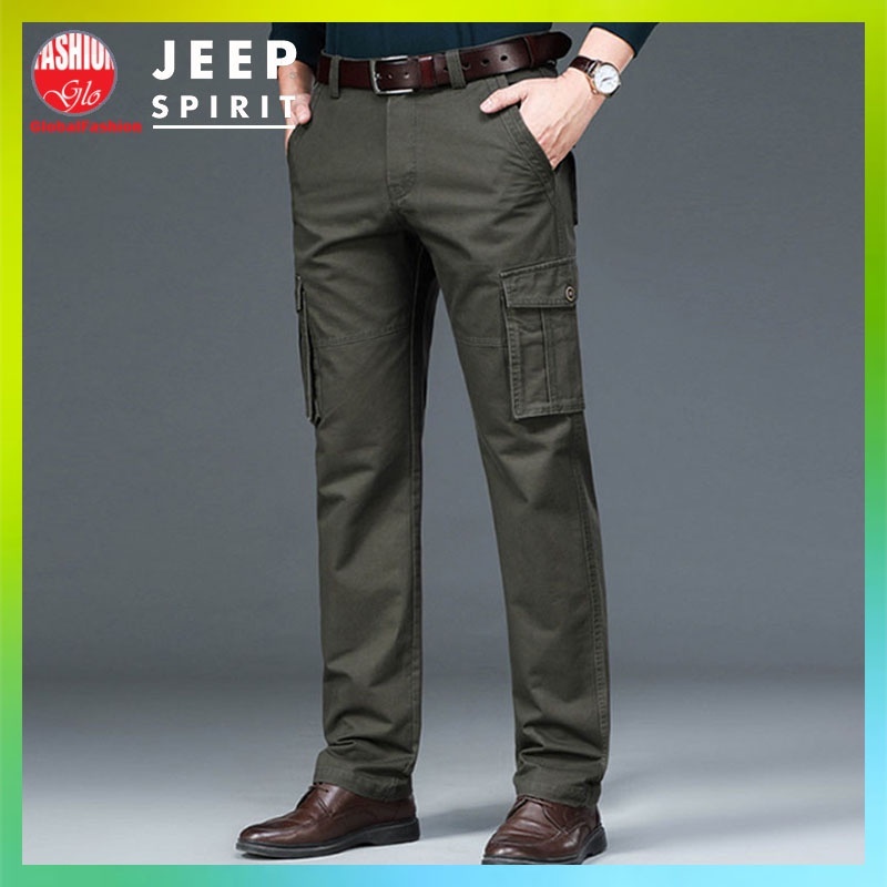 JEEP SPIRIT Cargo Pants Men Straight Cut Seluar Kargo Lelaki Slim Fit Tactical Pants Six Pocket Pants Global Fashion