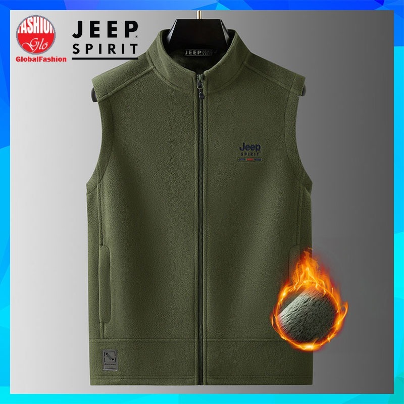 JEEP SPIRIT Winter Vest Jacket Men Baju Sejuk Lelaki Sleeveless Lightweight Polar Fleece Lining 保暖马甲
