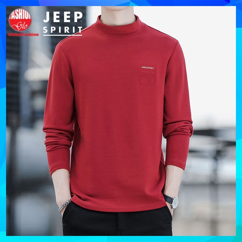JEEP SPIRIT Autumn Long Sleeve T Shirt Men Baju Tshirt Lelaki Lengan Panjang Plain Sweatshirt 長袖上衣男