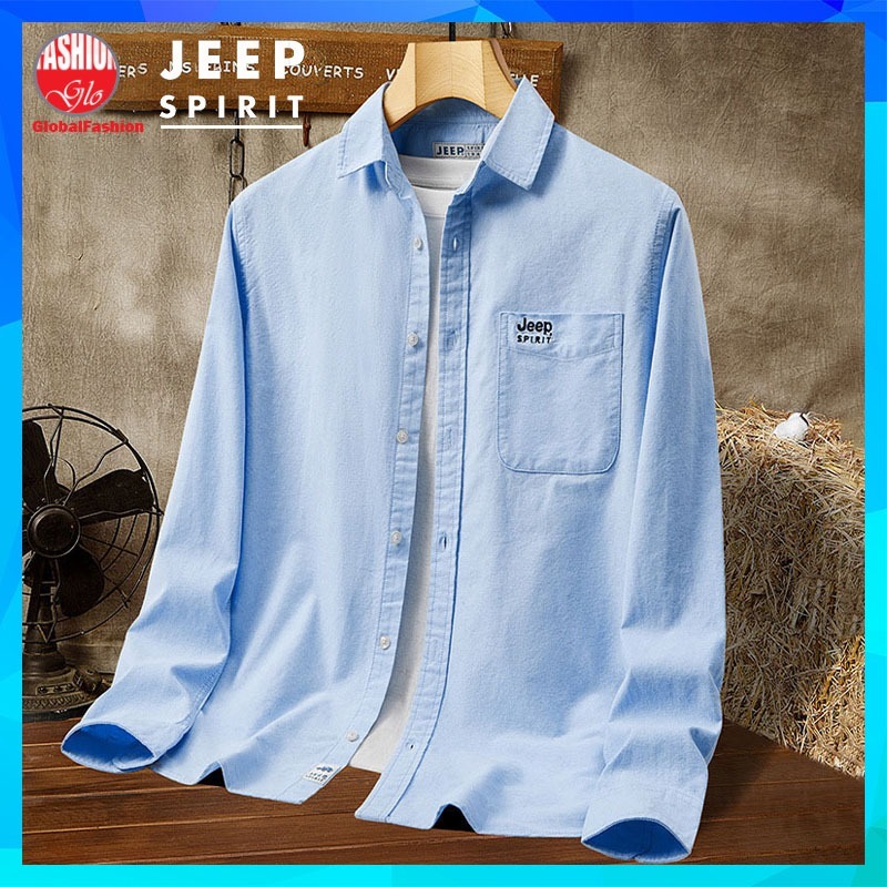JEEP SPIRIT Men Long Sleeve Shirt Baju Kemeja Lelaki Lengan Panjang Cotton Casual Workwear 长袖襯衫男