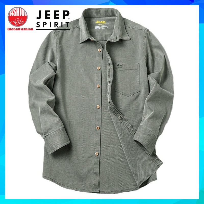 JEEP SPIRIT Men Long Sleeve Shirt Baju Kemeja Lelaki Lengan Panjang Casual Lyocell Outfit 长袖襯衫男